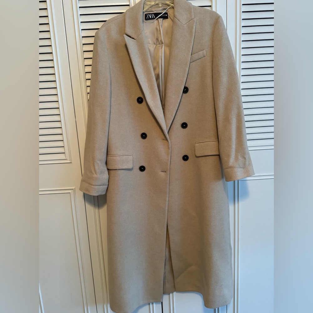 Zara Beige Manteco premium wool long coat